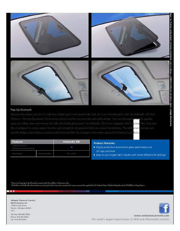 Webasto H100 Pop-Up Sunroofs