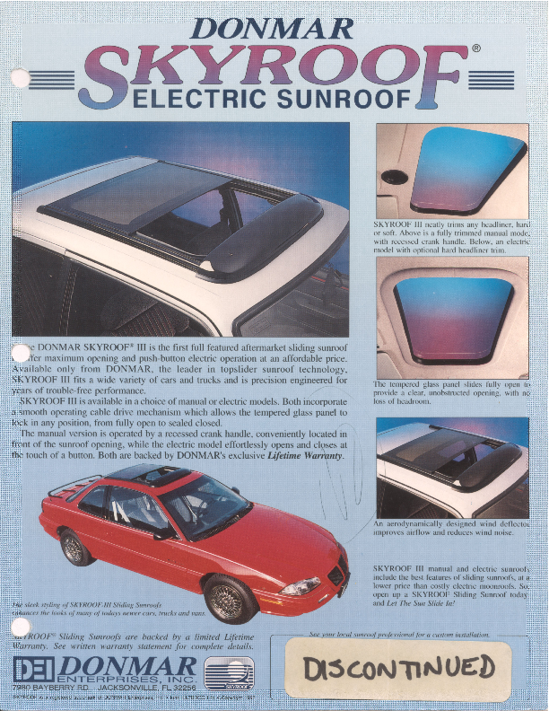 SKYROOF SL7 Electric Topslider Sunroof